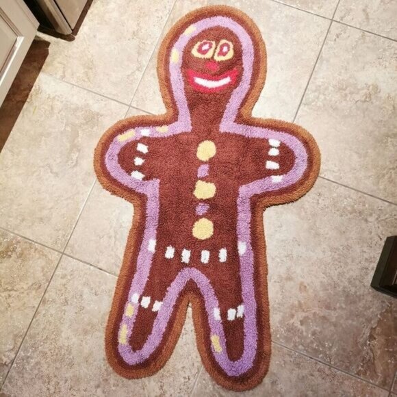 Gingerbread Man Rug Bath Mat Play, Holiday Christmas Secret Santa Gift - Picture 1 of 7